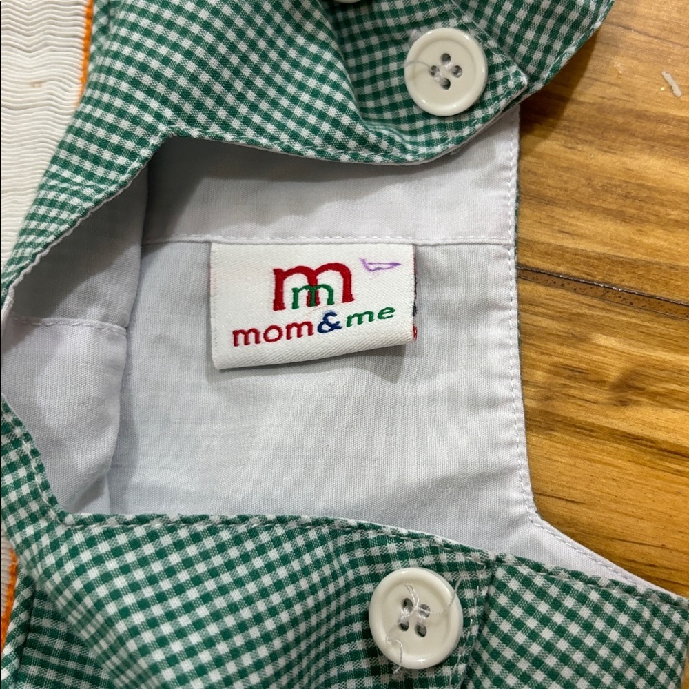 Mom & Me Pinocchio Green Gingham Print Smocked Longall Size 18 Months - Picture 2 of 5